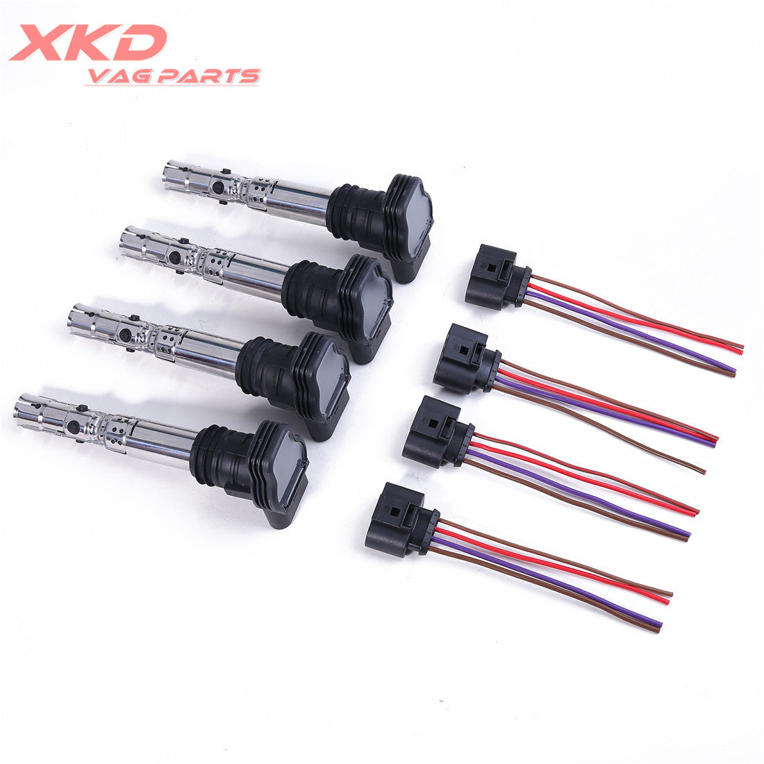 4 ignition coils and connectors suitable for Volkswagen for Golf for Bora , for Audi A4 1.8T, AVJ 2.0L ALT