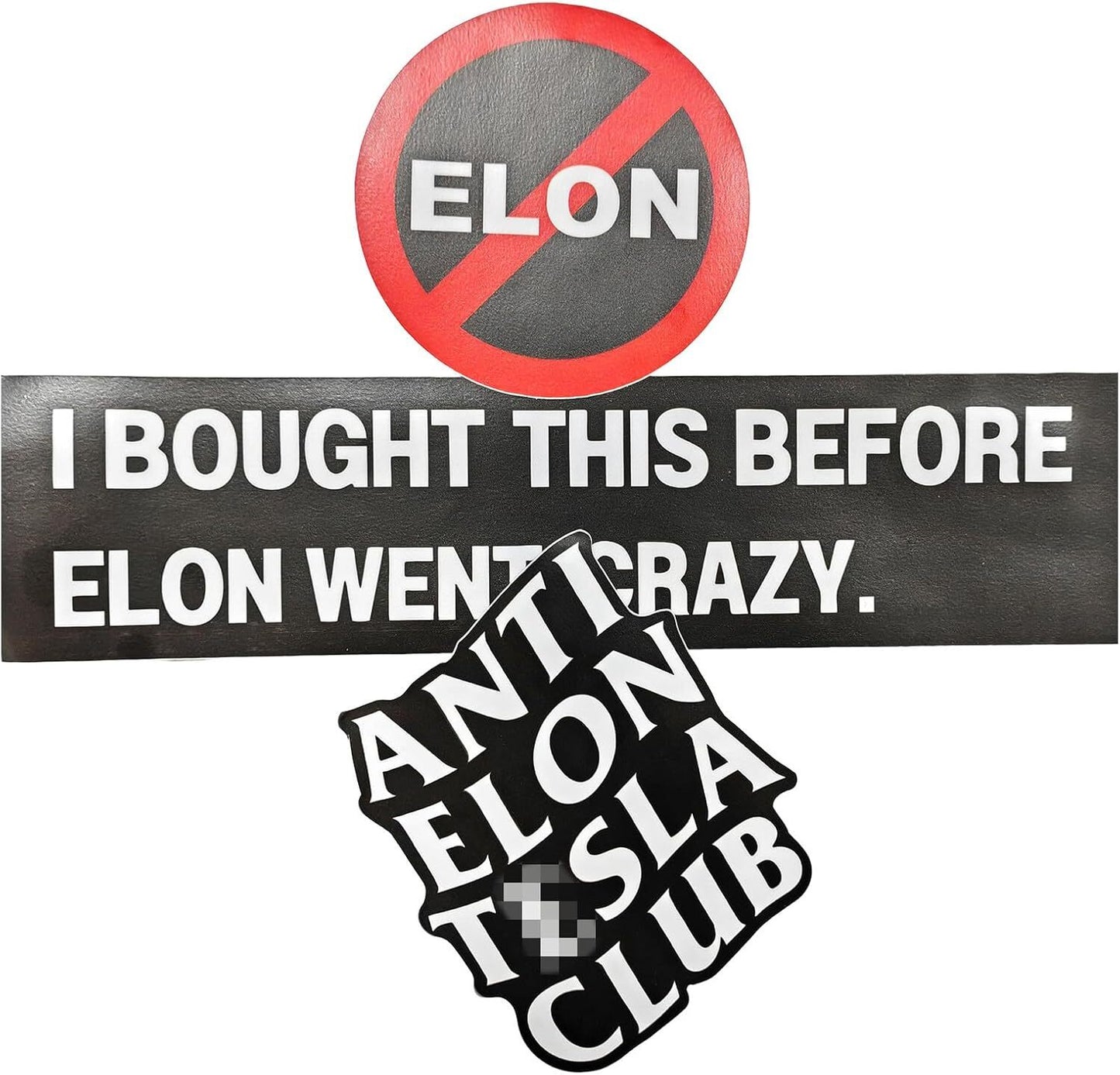 3PCS/Set Anti Elon Bumper Stickers Waterproof Funny Sticker for Car Owners