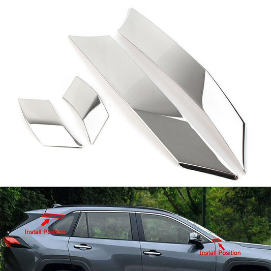 for Toyota Rav4 2019-20 Steel Chrome Door Window A C Pillar Post Molding Cover