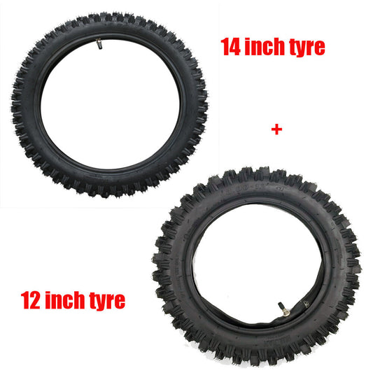 14-inch  12-inch Dirt Pit bicycle tires, front and rear, 2.50-14  3.00-12, SSR125, CRF70F, DS80, KX6
