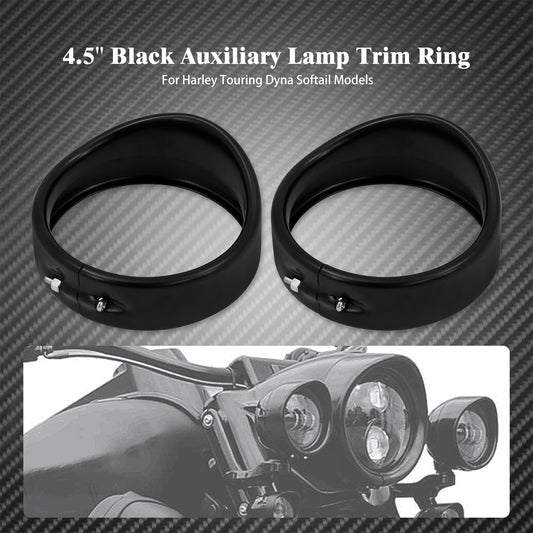 4-1/2 4.5 Auxiliary light Visor Ring Fit for Harley Touring Road Softail Black