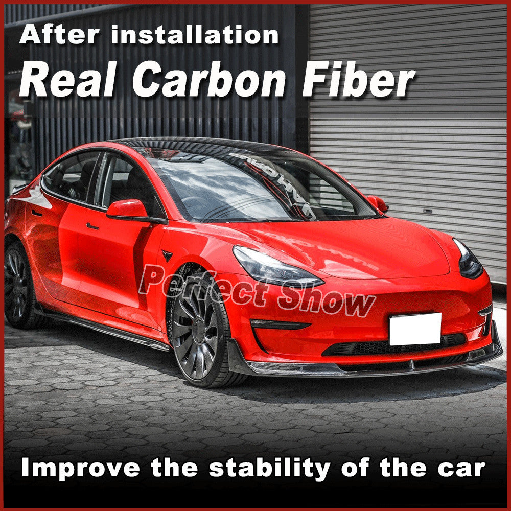 Fit for Tesla Model 3 2016-2023 REAL Carbon Side Skirts Extension Spoiler Lip