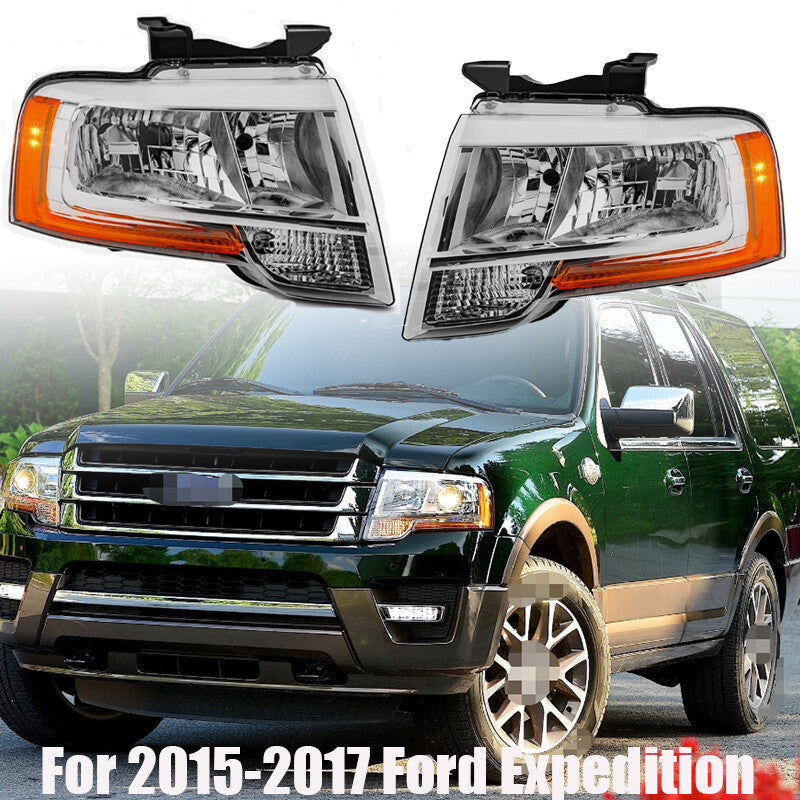 Right Left Side Chrome Headlight For 2015-2017 for Ford Expedition 15-17 Headlight