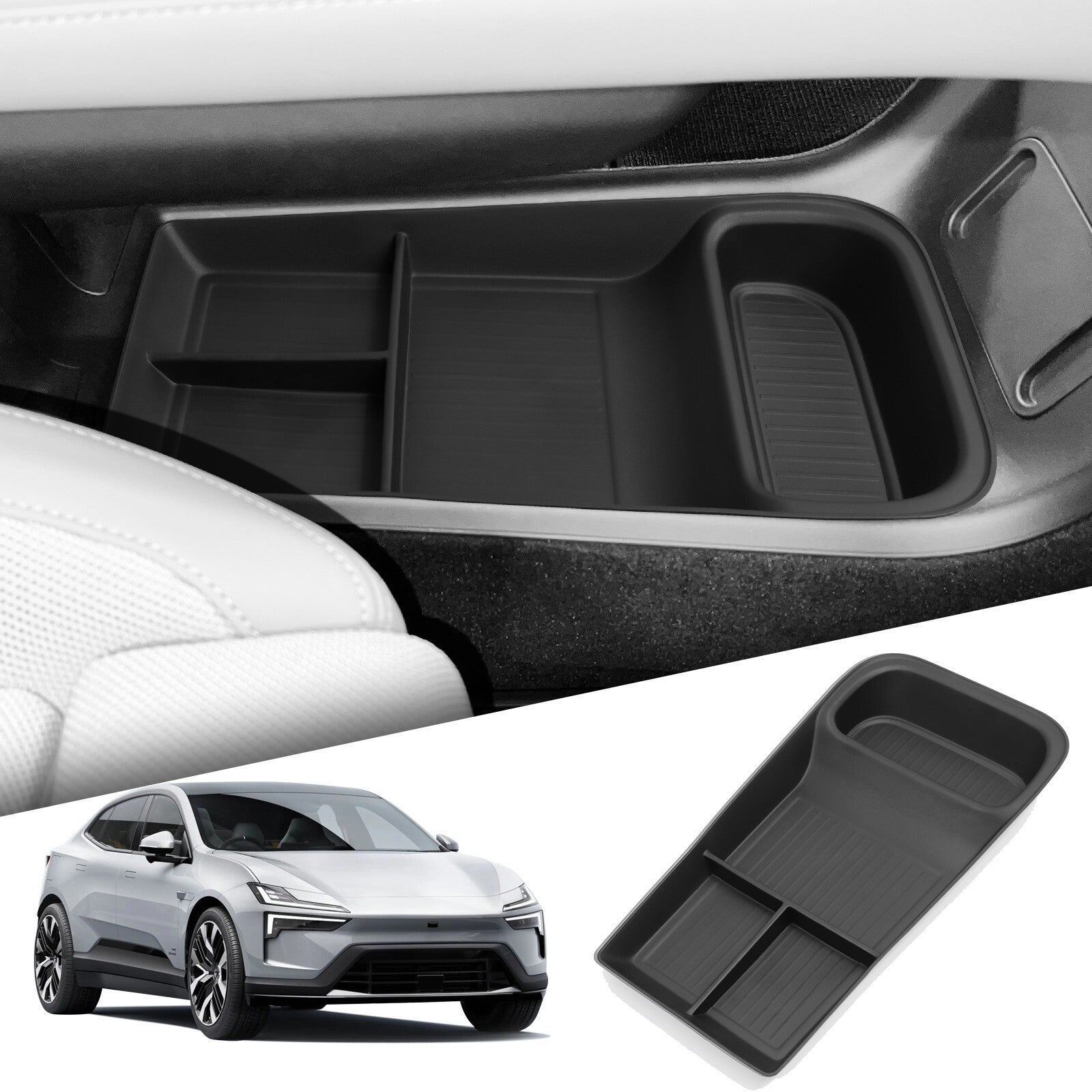 for Polestar 4 2023 2024 Center Console Storage Box Lower layer Tray Organizer