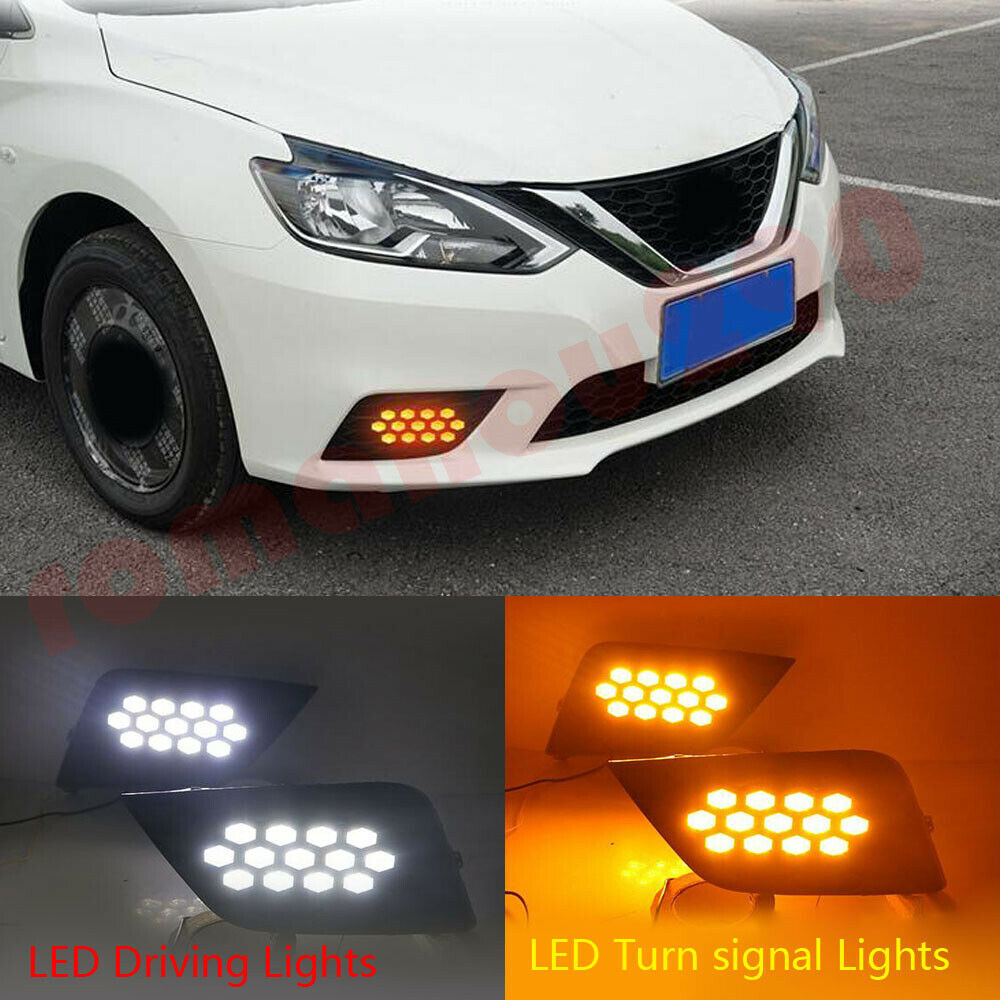 2X for Nissan Sentra 2016-2019 LED Driving Lights Turn Signal Lights Fog Lights