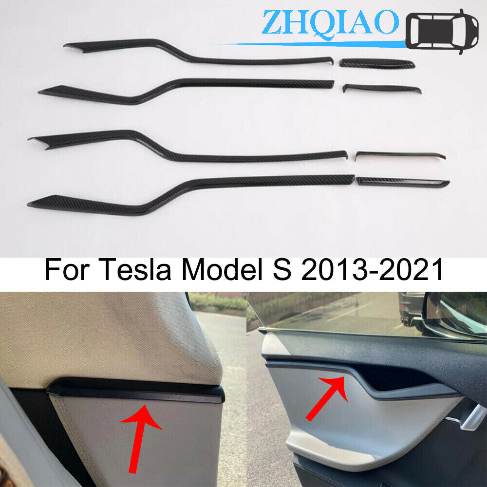 Carbon Fiber Looks Interior Door Decorative Strip Trim Fit for Tesla for Model S 2013-21