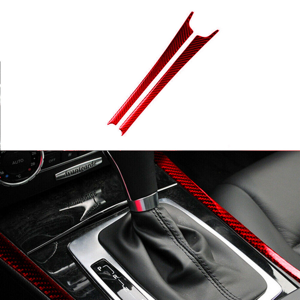 Red Carbon Fiber Gear Shift Side Decorative Trim for Mercedes Benz W204 2007-10
