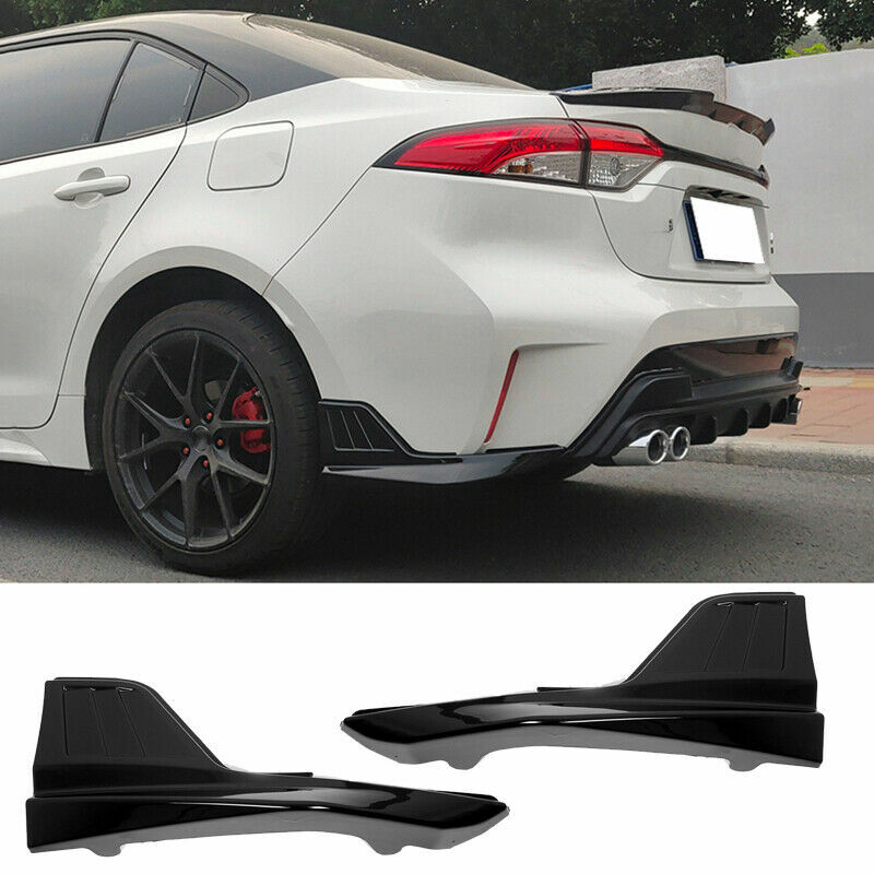2X for Corolla Sedan 2019-2023 Glossy Black Rear Bumper Lip Side Skirt Splitters