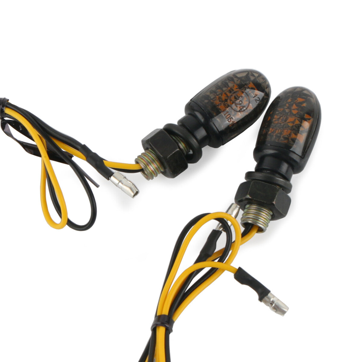 2-piece turn signal indicator light E24 for mini LED motorcycle amber flash light black
