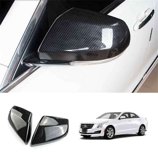 for Cadillac ATS 2013-19 Carbon Fiber Look Rear View Side Mirror Cover Trim 2X
