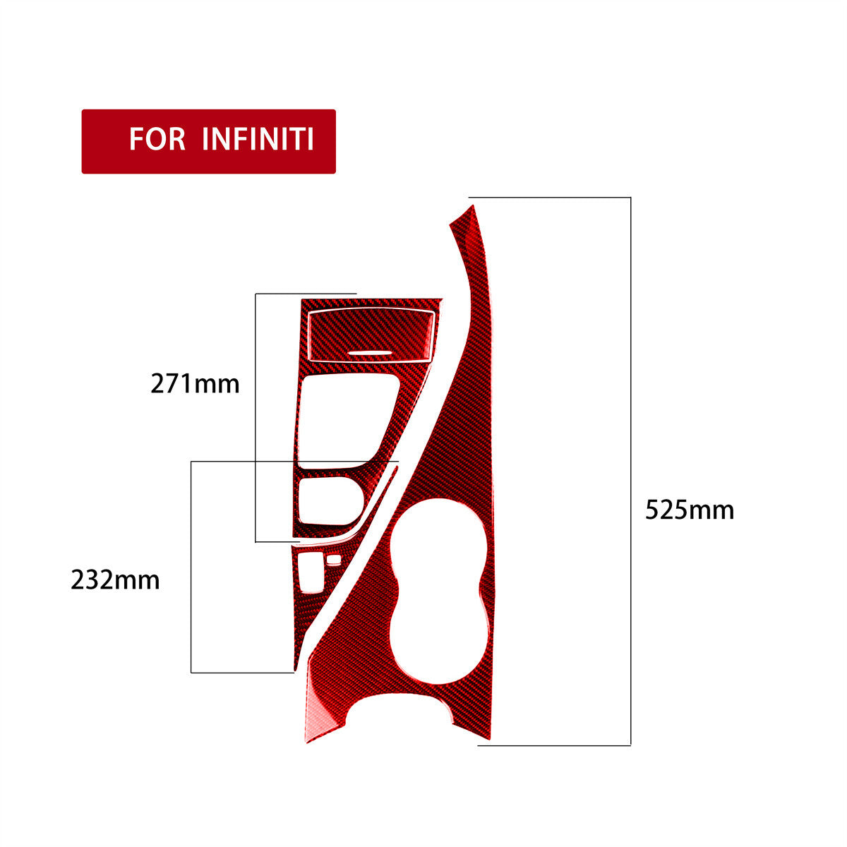 4¡ÁRed Carbon Water Cup Holder Gear Shift Panel Trim for Infiniti Q50 Q60 2014-22