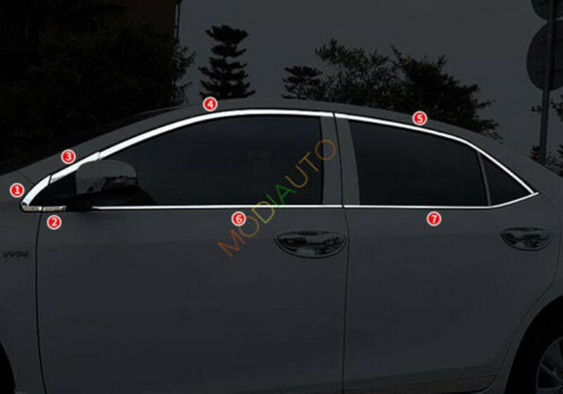for Toyota for Corolla 2014-2018 Chrome Full Window Cover Sill Molding Trim S.Steel