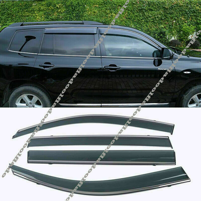 Window Visor Vent Shade Sun/Rain Guard Deflector for Toyota Highlander 2008-2013