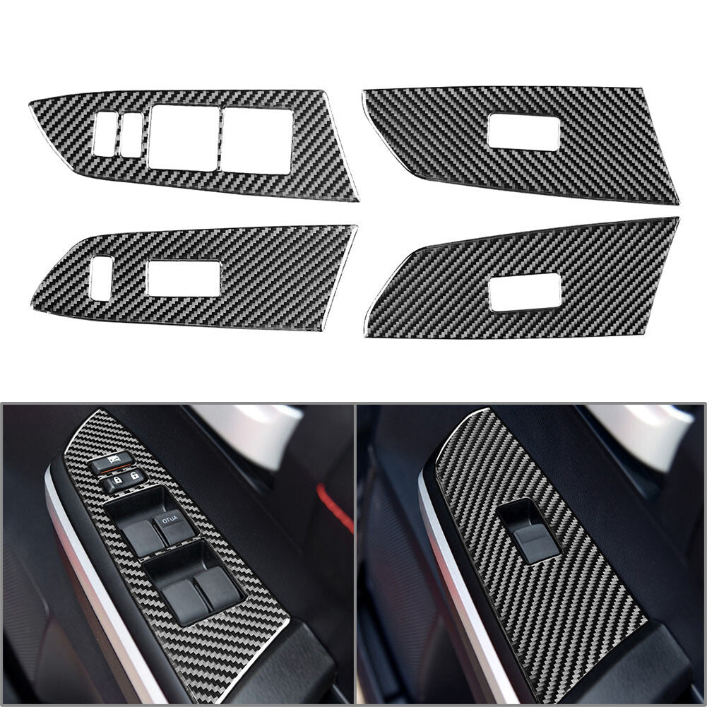 Fit for Toyota Tundra RHD Carbon Fiber Interior Door Window Lift Switch Cover Trim