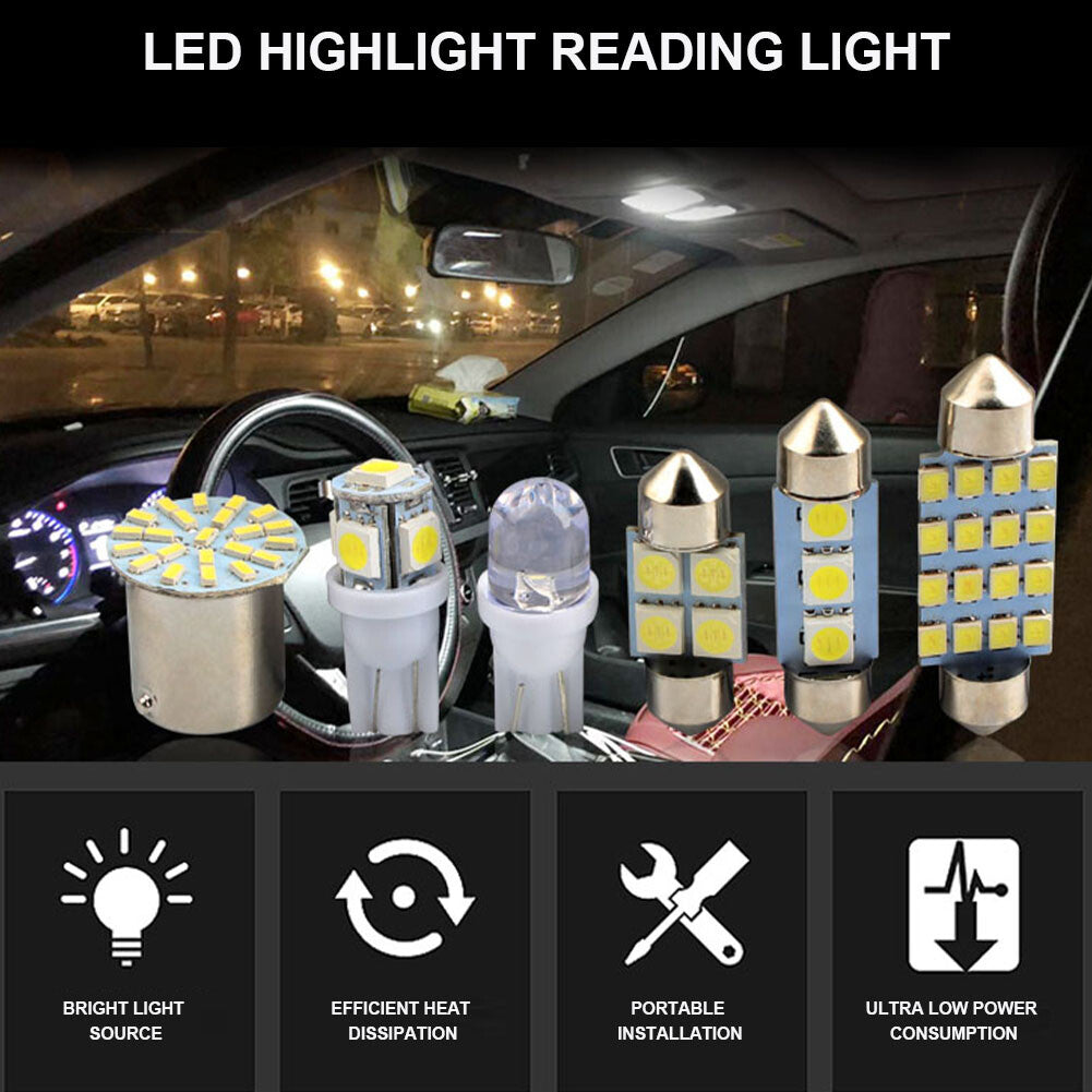 42Pcs Car Interior LED Lights Dome License Plate Trunk Lamp Bulbs Accessories