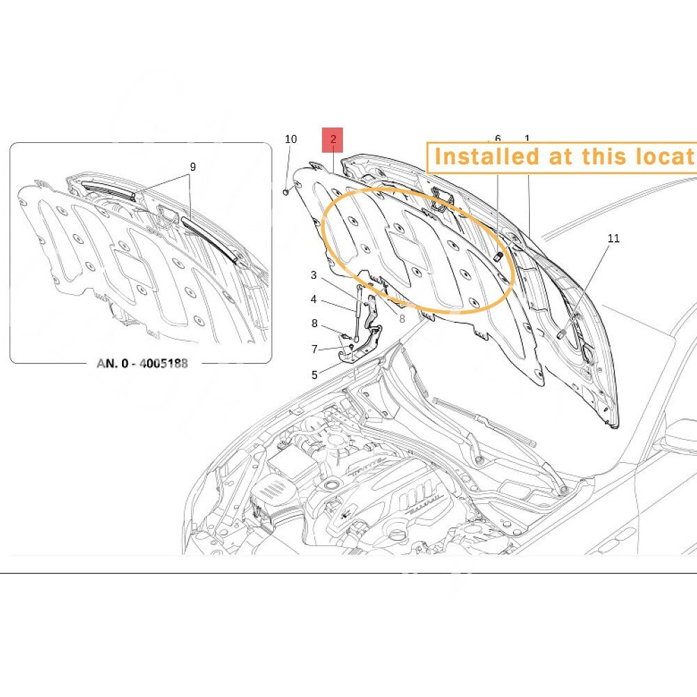 for Maserati Quattroporte front hood liner equipment manufacturer: 670161975