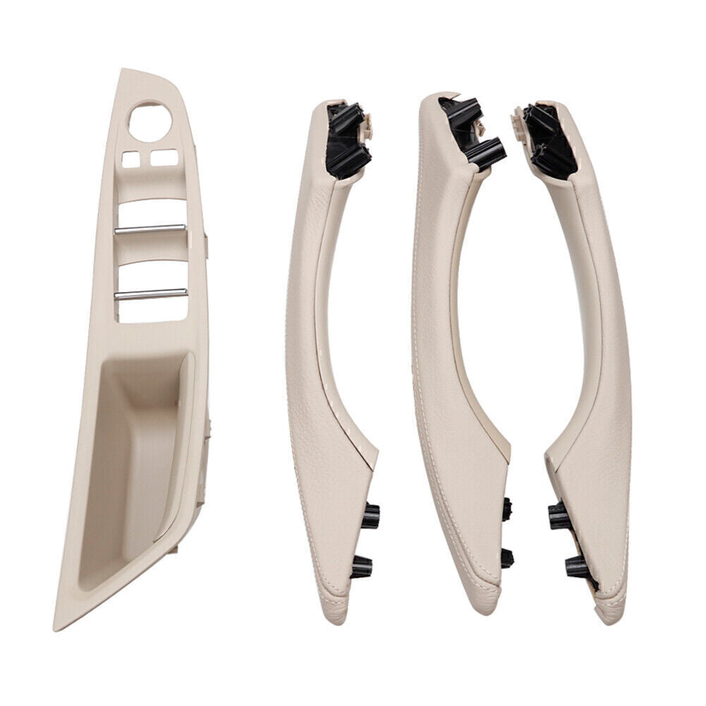 Door Trim Handle Real Leather Fit for BMW 5 series F10 F11 F18 2010-17 LHD Off-white
