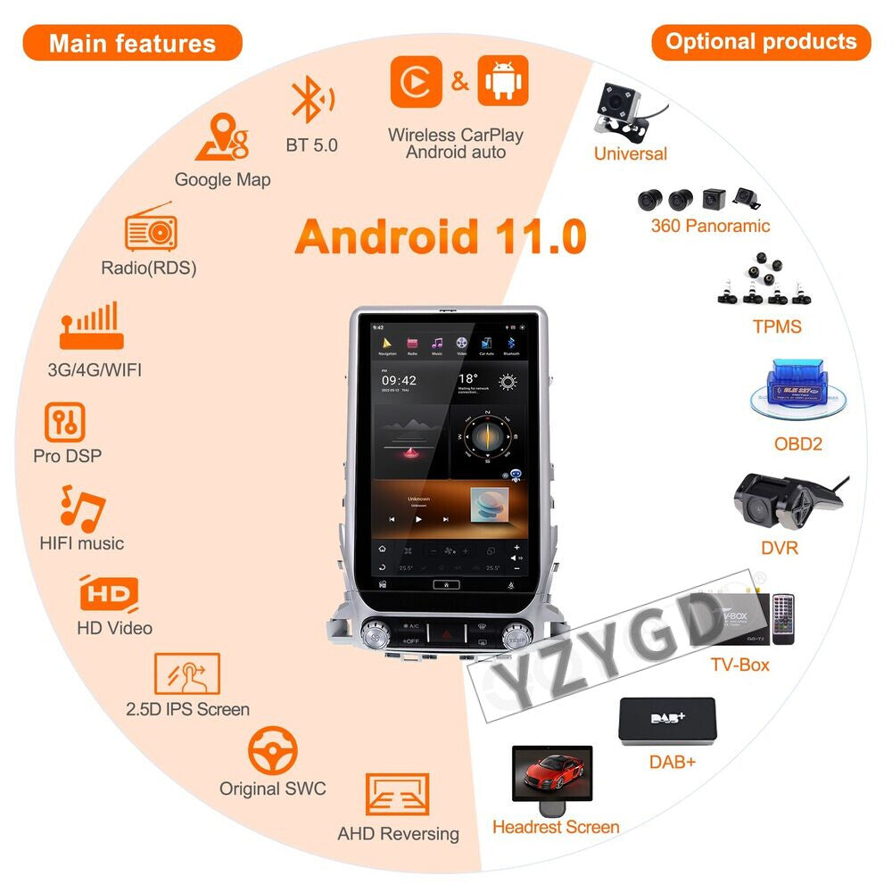 for Toyota for Land Cruiser LC200 2016-2018 Stereo Android CarPlay Car Radio 64GB