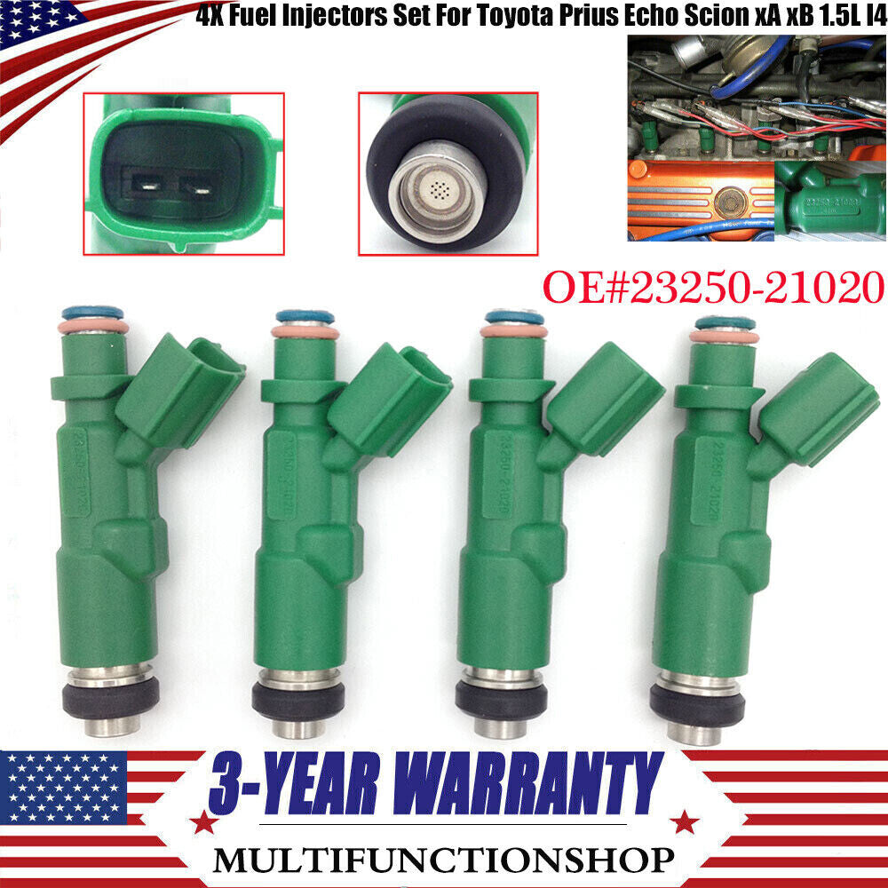 Set of (4) Fuel Injector 23250-21020 for Toyota Prius Echo for Scion xA xB 1.5L l4