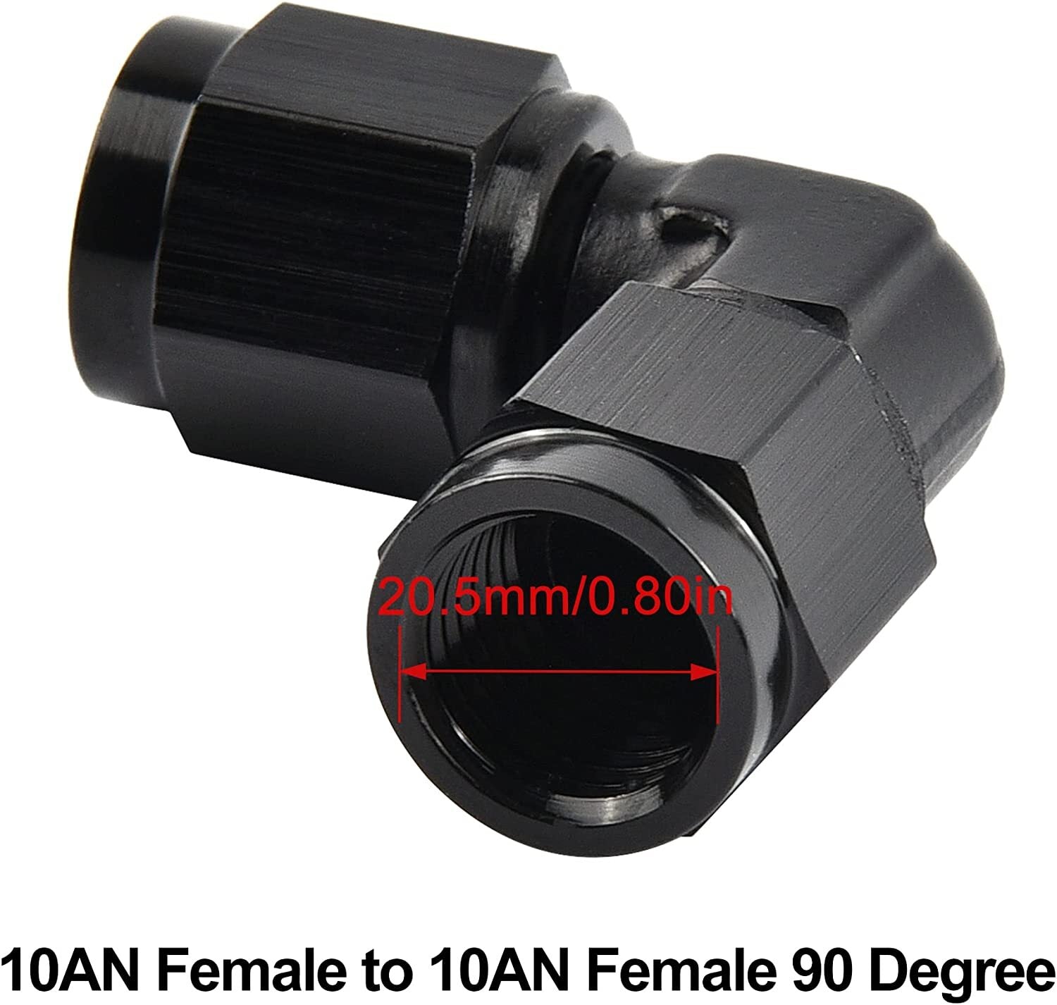 10AN to female connector, 10AN 90-degree rotary coupler, joint adapter, aluminum, black.
