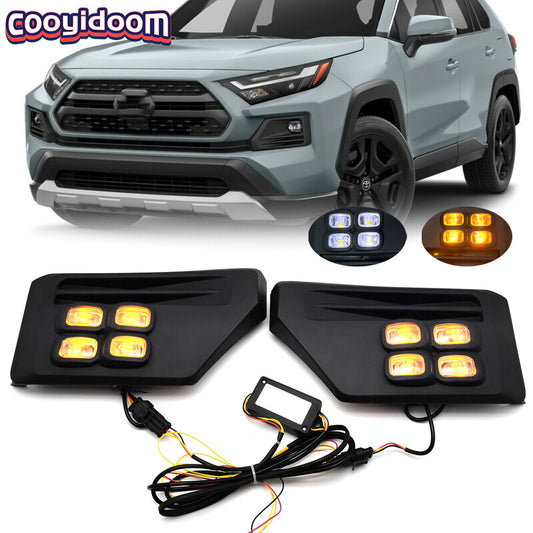 Pair Fog Lights 4-Eyes Bi-color LED Lamp For 2019-2024 for Toyota Rav4 Adventure/TRD
