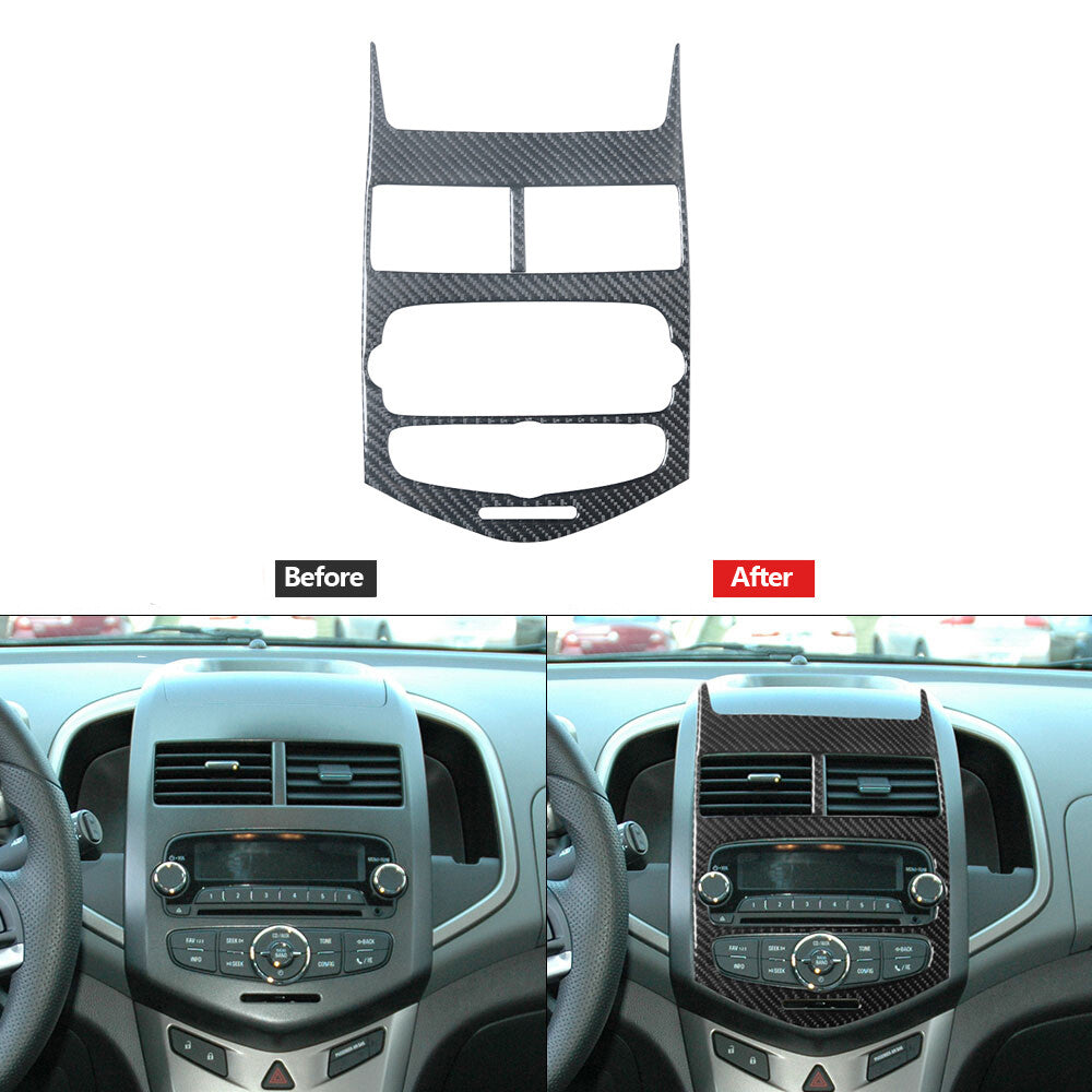 2Pcs Carbon Fiber Center Console Panel Cover Trim for Chevrolet Sonic 2012-2016