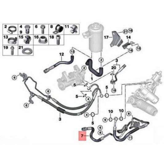 Front Power Steering Return Hose for BMW E70 SUV 32416795670