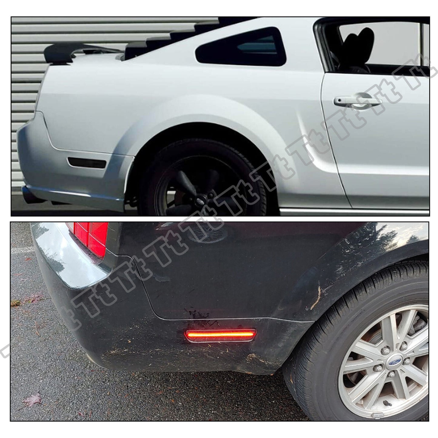 Suitable for 2005-2009 for Ford for Mustang LED rear bumper side marker lights with red light smoke lens