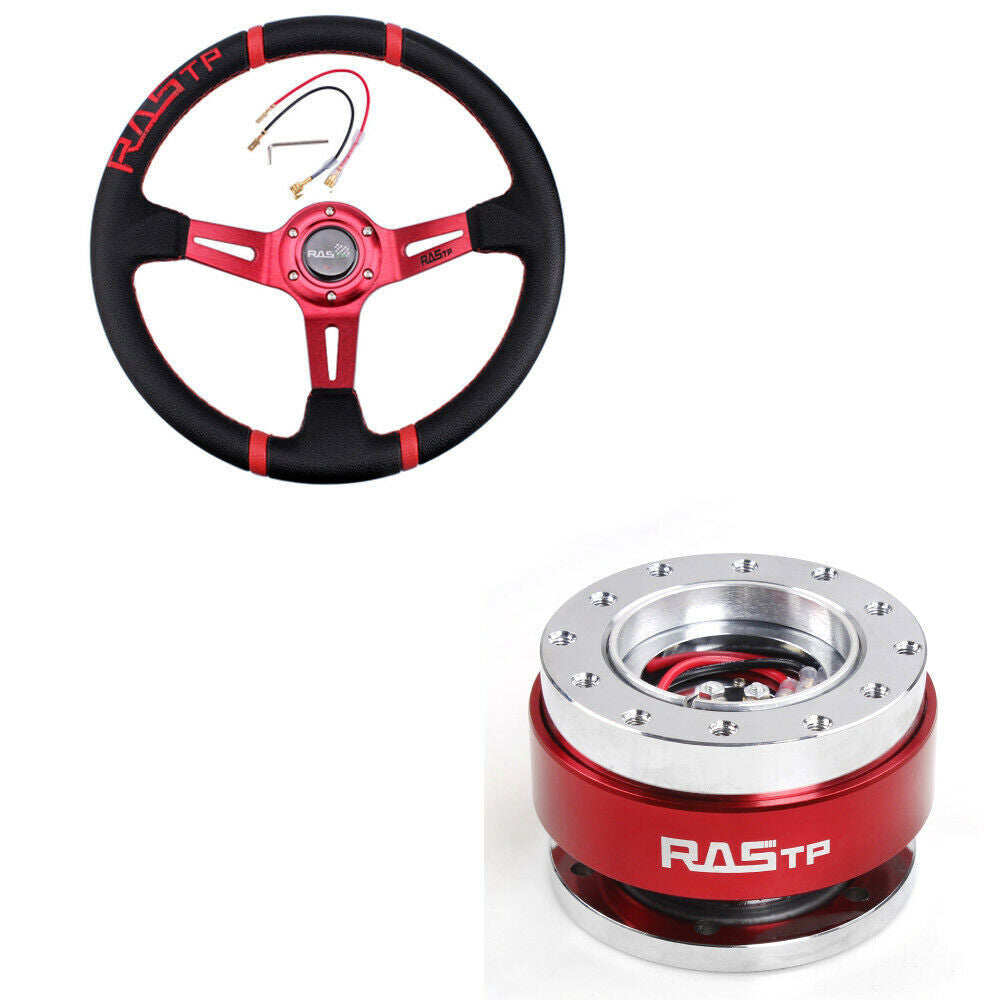 14 Deep Dish Drifting Sport Off Road STEERING WHEEL HORN w/Quick Release Kit