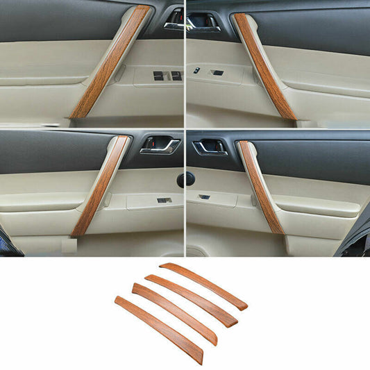 for Toyota Highlander 2008-13 Wood Grain Interior Door Armrest Strip Cover Trim