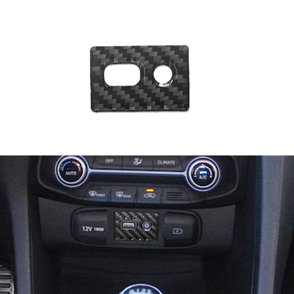 Carbon Fiber Center USB AUX Port Trim Cover for Hyundai for Veloster JS 2019-2022