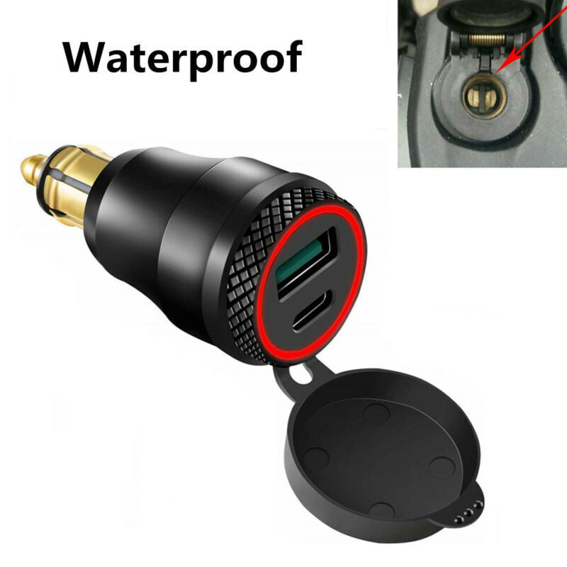 for BMW F800GS F650GS F700GS USB Type C Fast Charger Red LED Light Waterproof