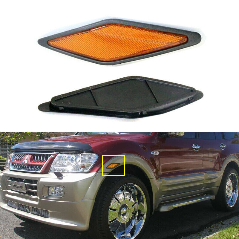 Pair front fender reflectors Lamp LHRH for Mitsubishi Pajero Montero 2000-2003