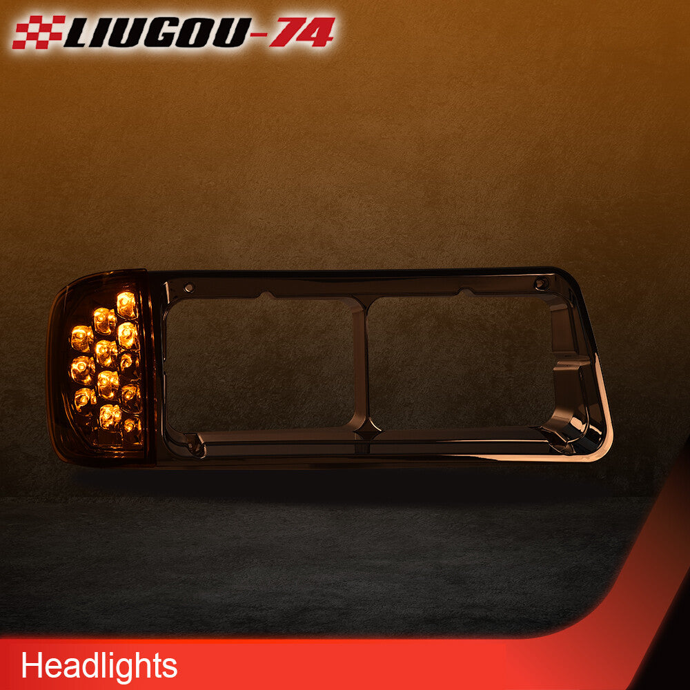 Suitable for Freightliner FLD120 headlight bezels with LED turn signal corner lights (2 pieces)