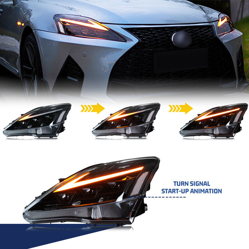 for Lexus IS250 IS350 ISF 2006 - 2013 Animated LED RGB Headlights