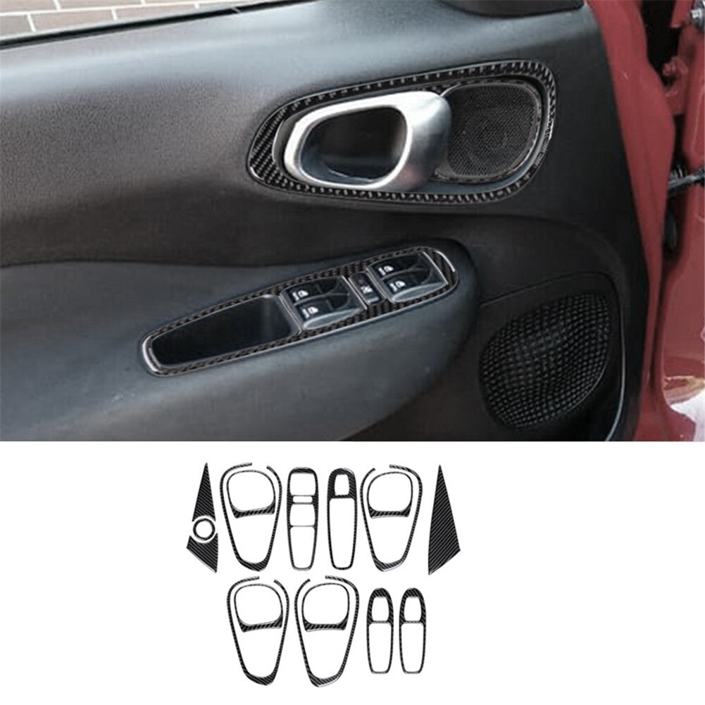 16Pcs/Set Carbon Fiber Doo Handler Controller Trim Cover for Fiat 500L 2014-2017