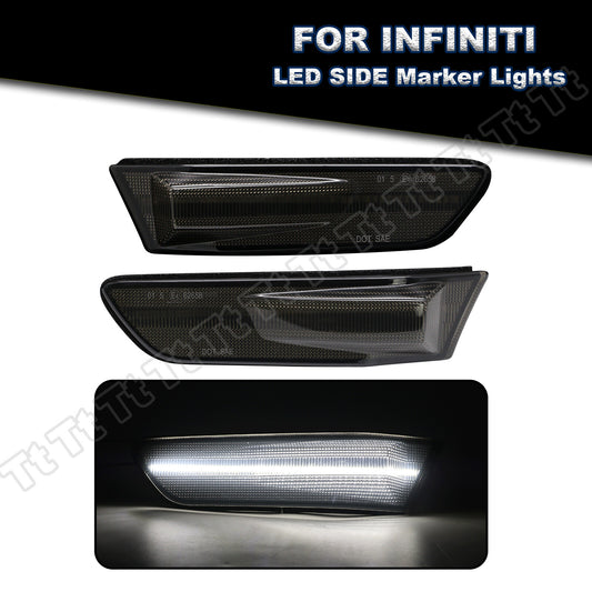 Suitable for 2003-2007 for Infiniti G35 Coupe, white LED bumper side marker lights (smoked).