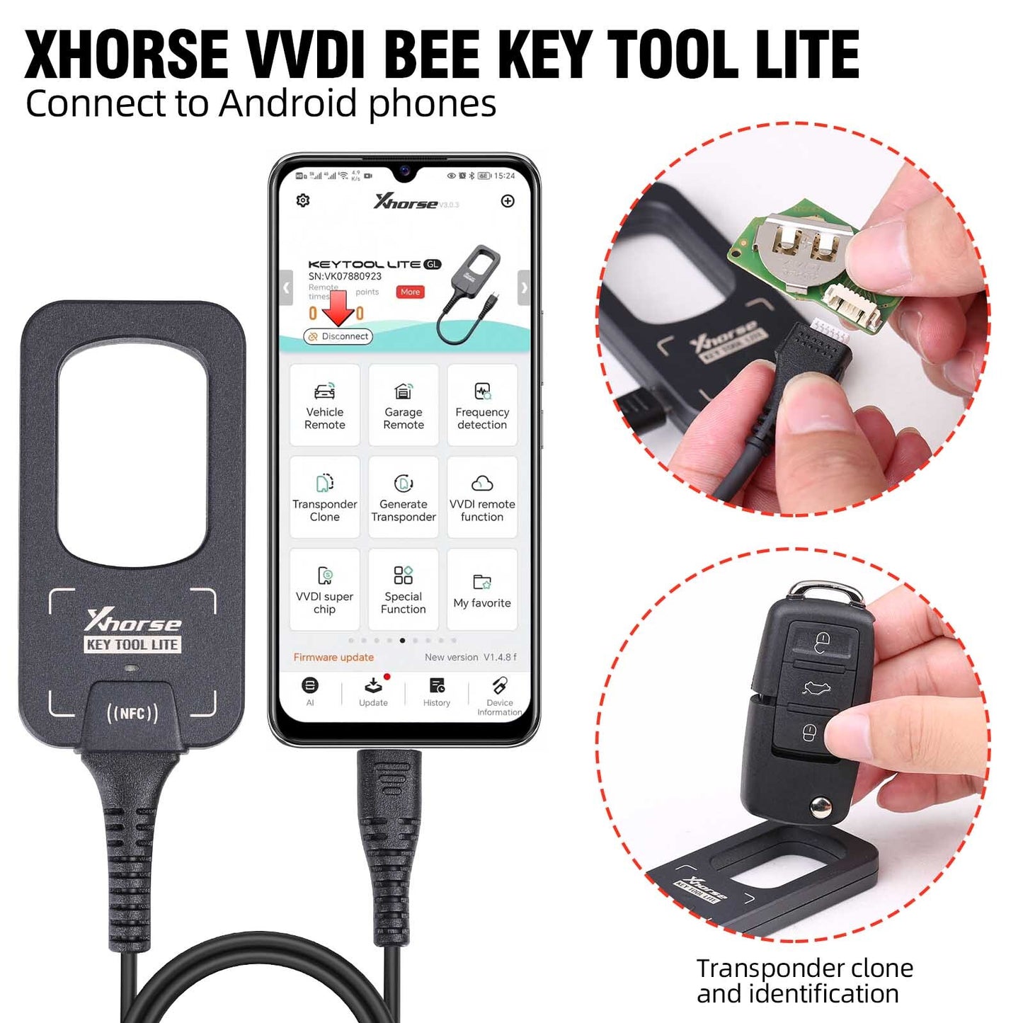 VVDI BEE K-ey Tool Lite Generate Remote + 6PCS B5 Remotes K-ey XKB501EN