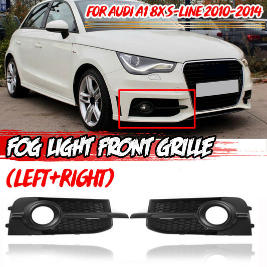 Front bumper grille and fog light protective covers (left + right) for Audi A1 8X S series 2010-2014.