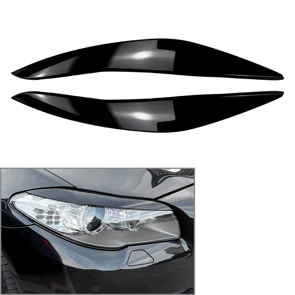 for BMW 5 Series F10 F11 11-14 Front Headlight Eyelids Eyebrow Cover Gloss Black