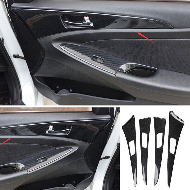 for Hyundai Sonata 2011-2014 Inner Door Bowl Panel Cover Trim Carbon Fiber ABS4