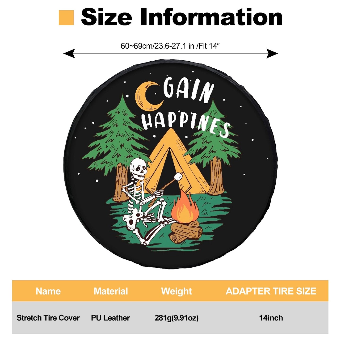 14 Gain Happines Trailer Spare Tire Cover Rear Tyre Waterproof Cover Protector