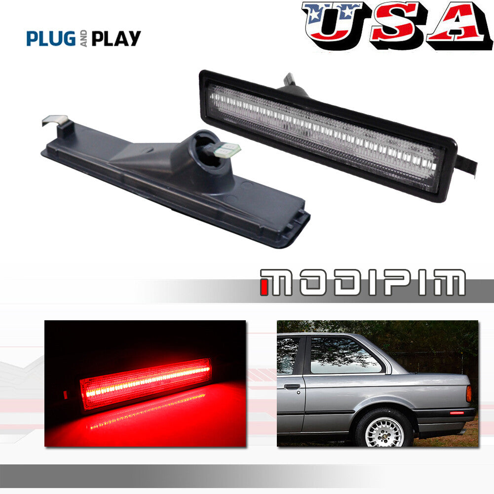 Transparent red Reear fender side bumper marker lights for BMW E30 3 E3 4 5 Series