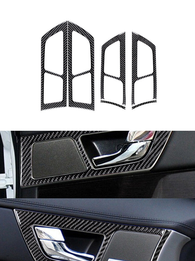 6Pcs Door Handle Frame Panel Trim Cover Carbon Fiber for Jaguar XF 2009-2011