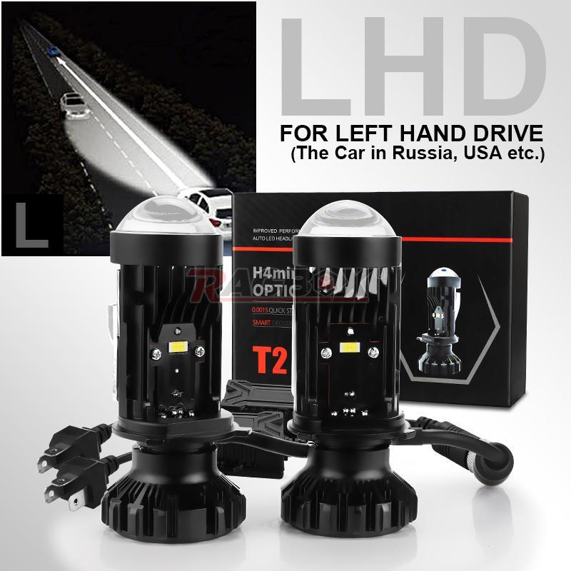 1 Pair LHD 100W H4 9003 for Mini Bi-LED Projector Lens LED Headlight Hi/Lo Retrofit