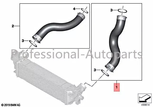 11618580078 Charging air hose suitable for BMW X3 G01 G02 G08 X3 18d 20dX 20i 20iX