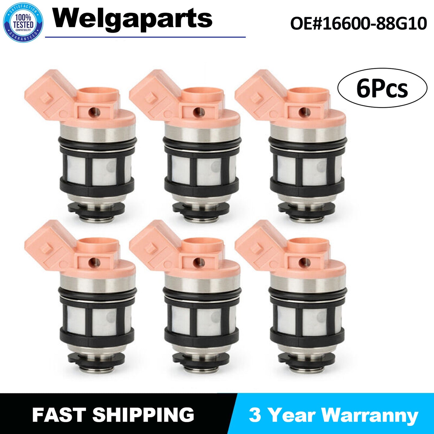 6XFuel Injectors 16600-88G10 for Nissan Pathfinder Quest D21 Pickup for Mercury 3.0L