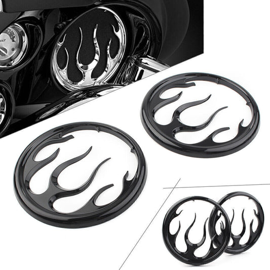 Black Flame Speaker Grill Accent Trim Cover Fit for Harley Electra Street Glide Tri