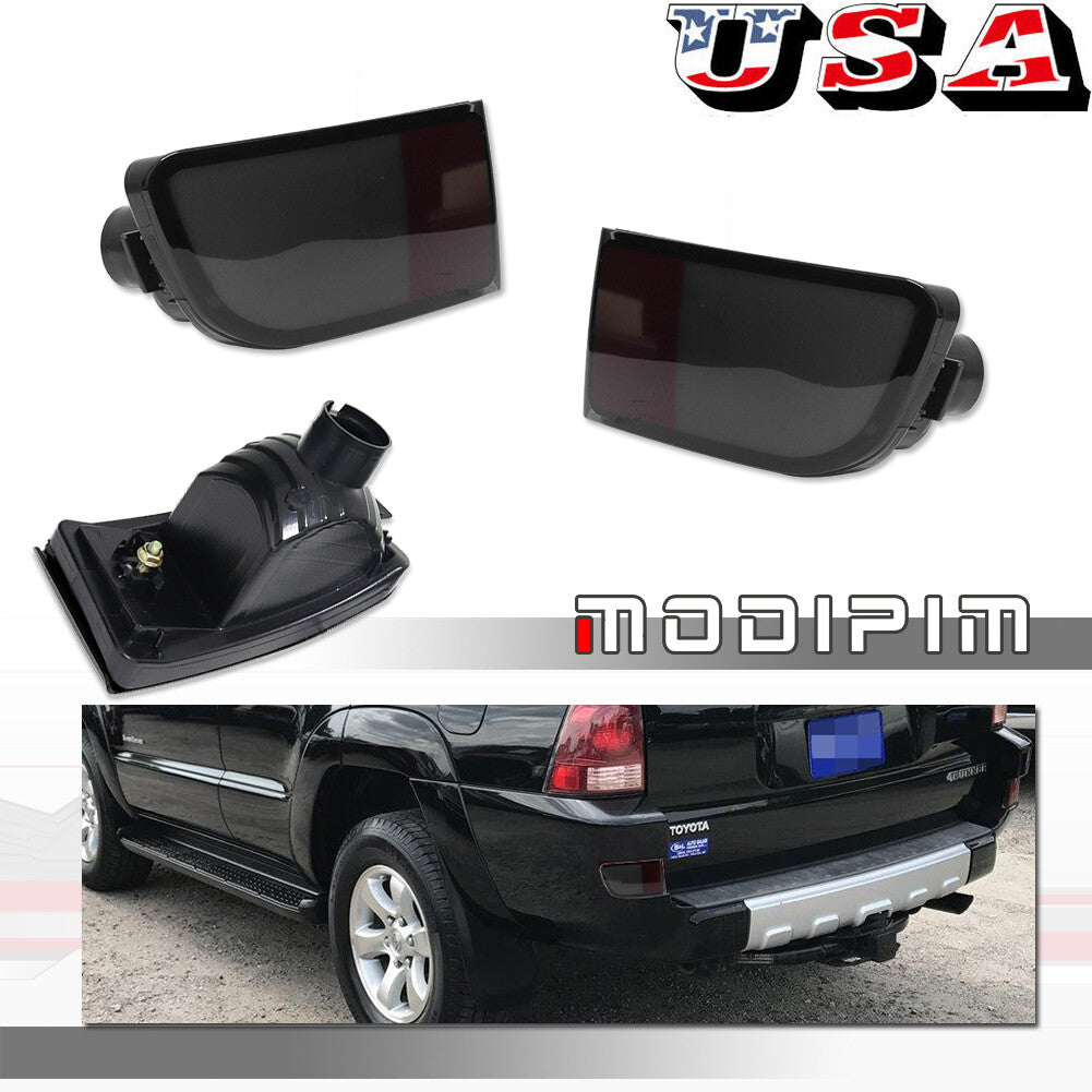Smoked rear bumper reflectors are suitable for Toyota 4Runner 2003-2005 and Prado 2002-2009.