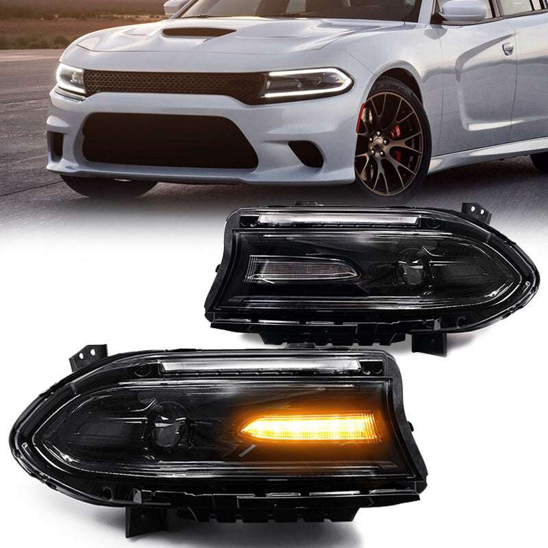 2015 - 2023 for Dodge Charger HID/Xenon Headlights with LED DRLs (Dual-Ring Lights)